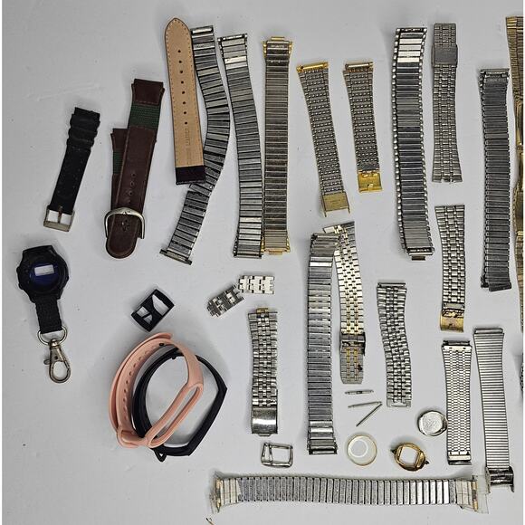 1.5 Pounds Watch Band Bundle Lot DIY Craft Project Repair Steampunk Vintage - Picture 5 of 10